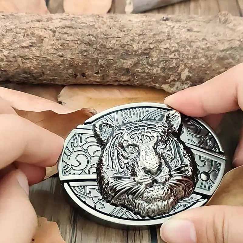 Western Metal Belt Buckle with Hidden EDC Tool | Interchangeable Oval Designs for Men & Women | Fits 1.5 Inch Belts | Rodeo Ranch Country