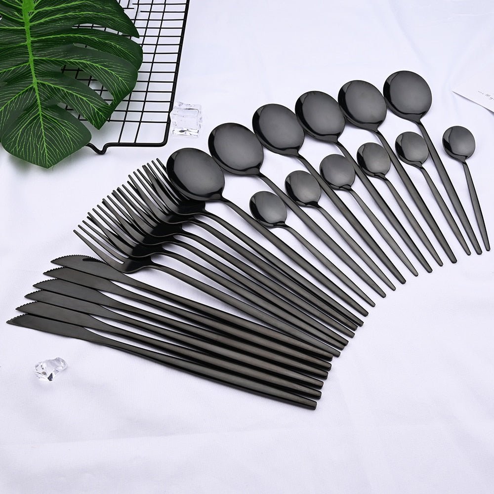 24-Piece Stainless Steel Flatware Set with Mirror Finish for Everyday & Formal Dining