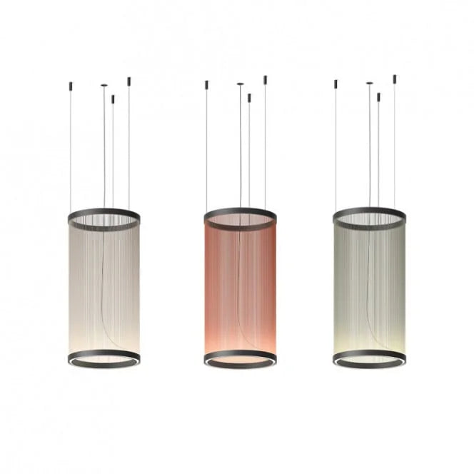 Layered Fabric Shade Chandelier with Integrated LED for Dining Rooms, Kitchen Islands & High Ceilings | Modern Multi-Drop Adjustable Cable P