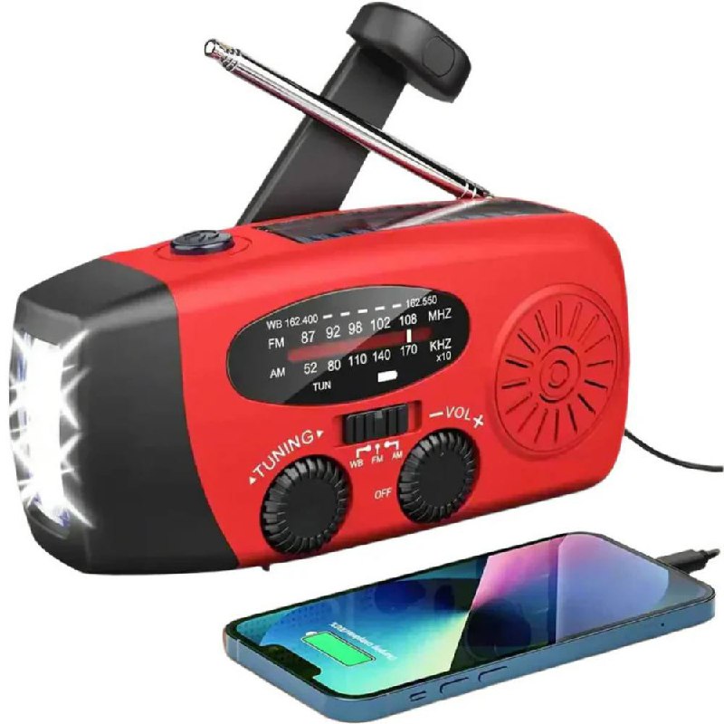 Compact Hand Crank AM FM Radio with Flashlight