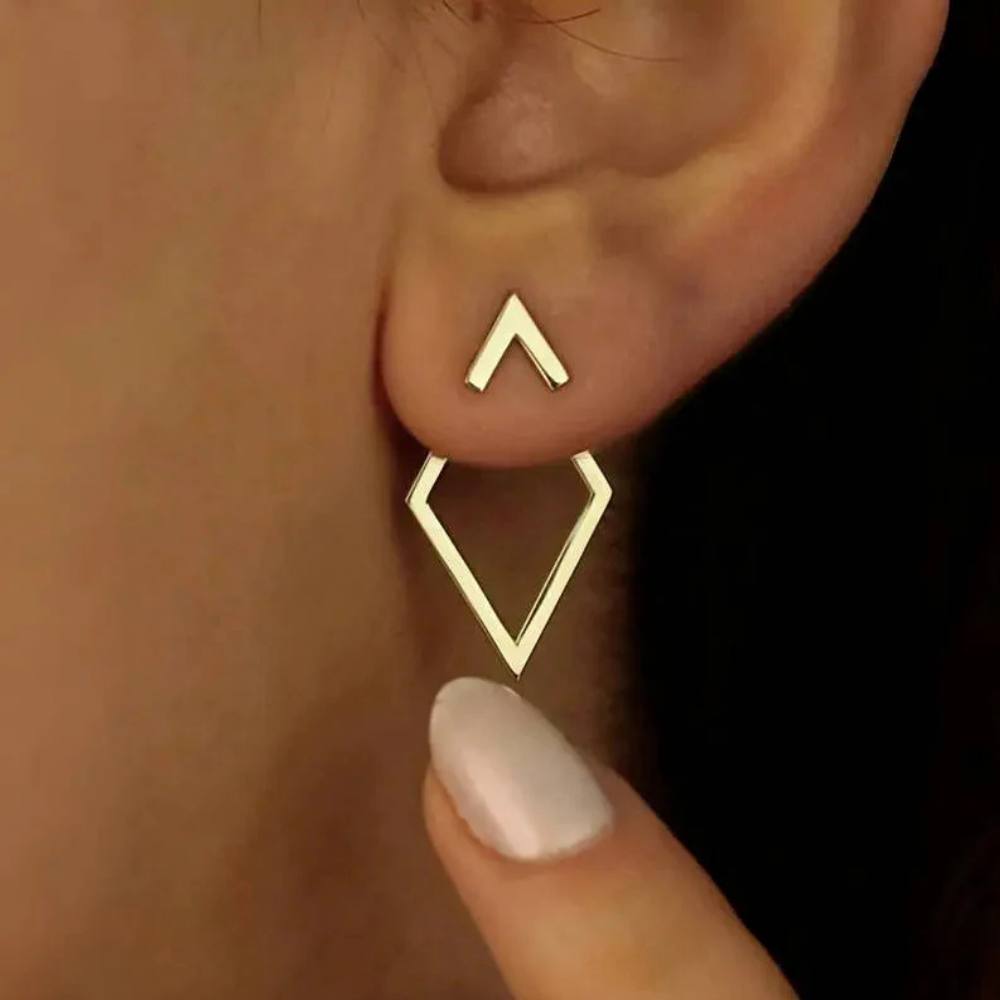 Simple Geometric Stud Earrings, Gold or Silver Tone