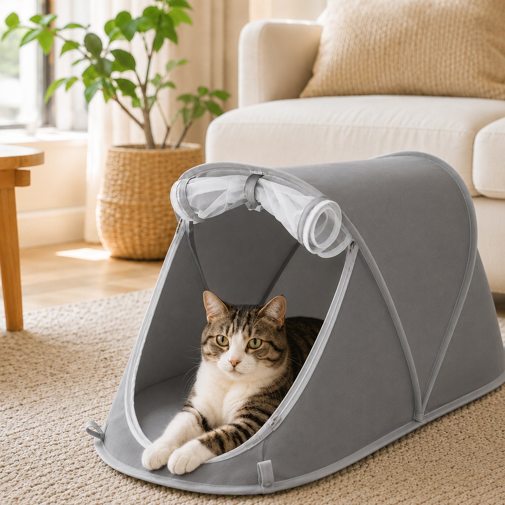 Ortekor Portable Foldable Pet Tent for Cats & Small Dogs - Cozy Private Resting Space for Home, Patio & Camping