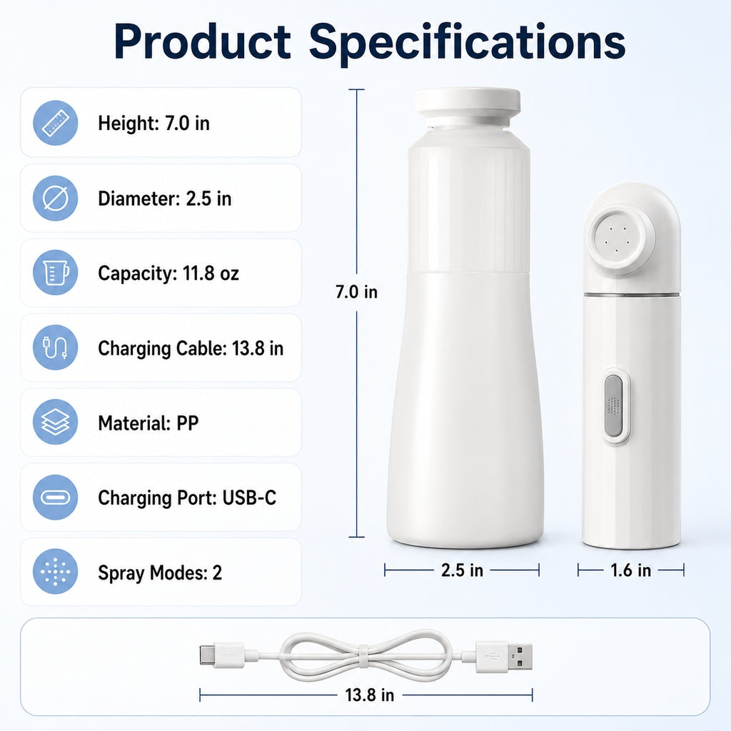 Ortekor Portable Pet Rinser for Muddy Paws After Walks - USB-C Rechargeable 2-Mode Dog & Cat Cleaning Sprayer