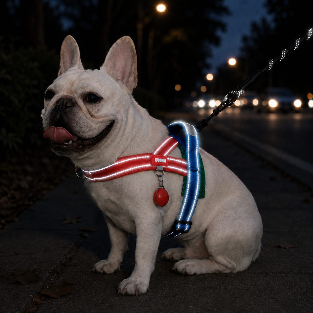 Ortekor No-Choke French Bulldog Harness & Leash Set for Daily Walks - Reflective, Easy-Control Fit for Broad-Chest Dogs