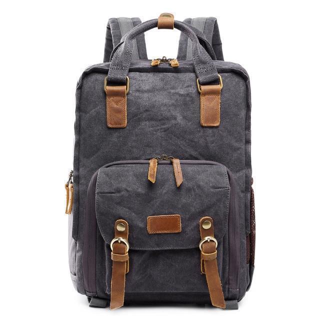 Water-Resistant Waxed Canvas Backpack for DSLR and 15-Inch Laptop