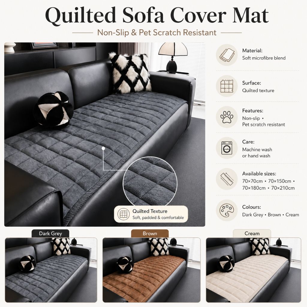 Couch Protector Pad – Grip-Back Furniture Throw for Dogs & Cats – Microfiber Cushion Shield