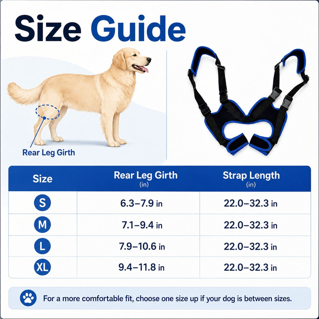 Ortekor Rear Leg Support Sling for Dogs - Lift Assist Harness for Senior Dogs on Stairs, Cars & Daily Walks