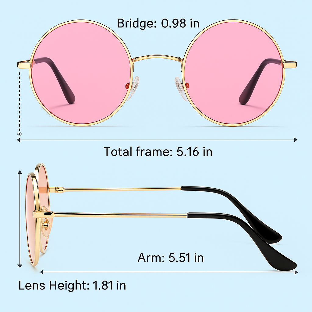 Circle Frame Polarized Sunglasses Anti-Glare UV Protection Vintage Round Eyewear for Outdoor Beach Festival Everyday Wear Men Women