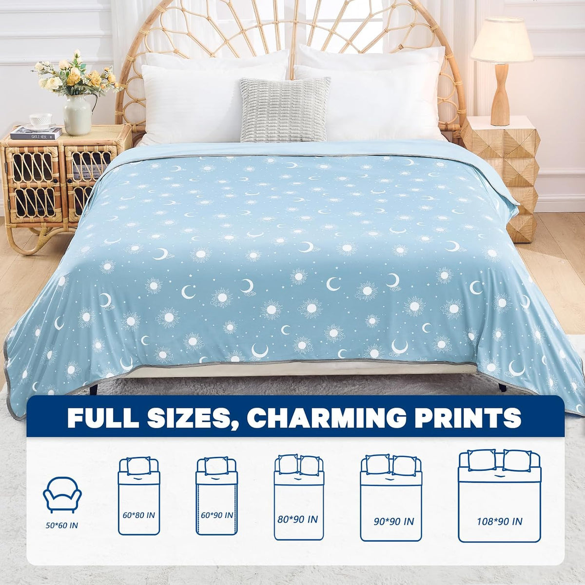 Cozy Comfort | Cooling Blanket with Double-Sided Fabric | Lightweight Summer Blanket for Hot Sleepers and Travel
