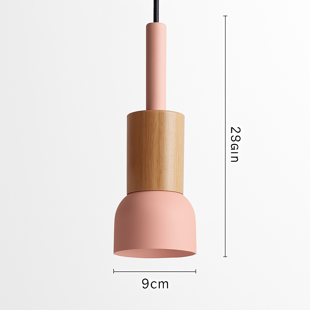 Geometric Wood & Metal Pendant Light – LED Hanging Fixture for Kitchen, Dining Room, Bedroom – Modern Ceiling Lamp with Adjustable Cord