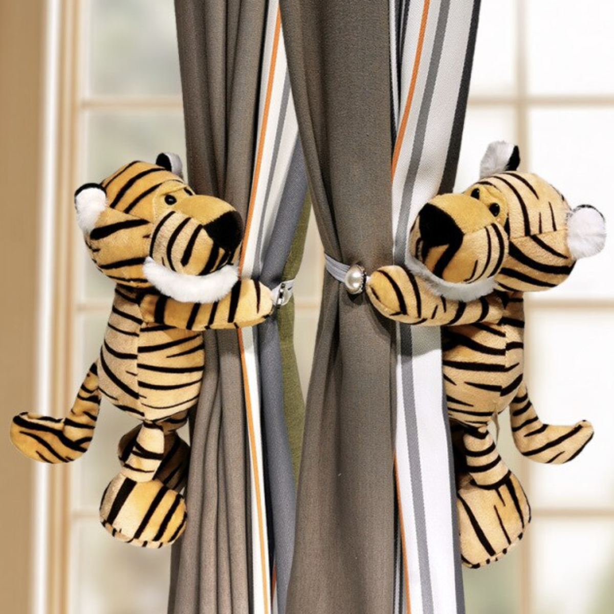 Cozy Critters | Plush Animal Curtain Tiebacks for Kids Room with Soft Fabric | Fun Decor for Imaginative Spaces