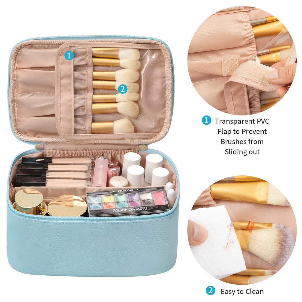 Nora Luxe | Makeup Organizer Bag with Adjustable Dividers | Travel-Friendly Design for On-the-Go Beauty