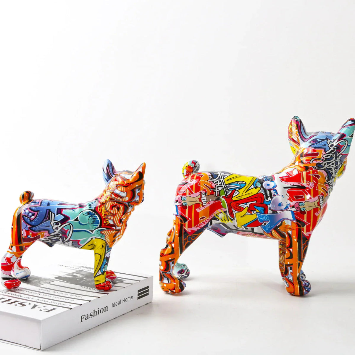 Vibrant Graffiti | French Bulldog Statue with Unique Design | Artistic Dog Sculpture for Home Decor