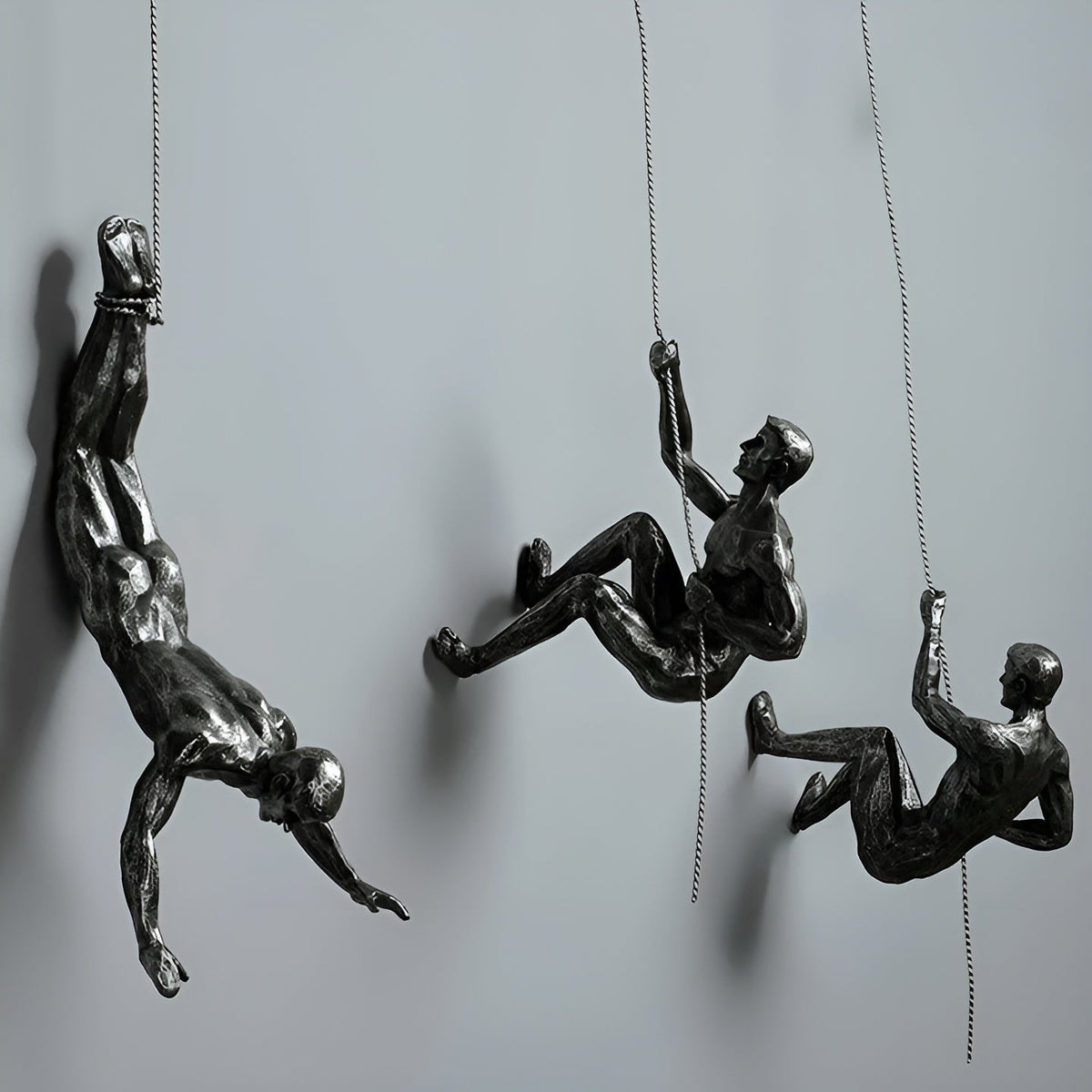 Climbera Wall Art Set - Metal Climbing Men Trio, Modern Industrial Decor