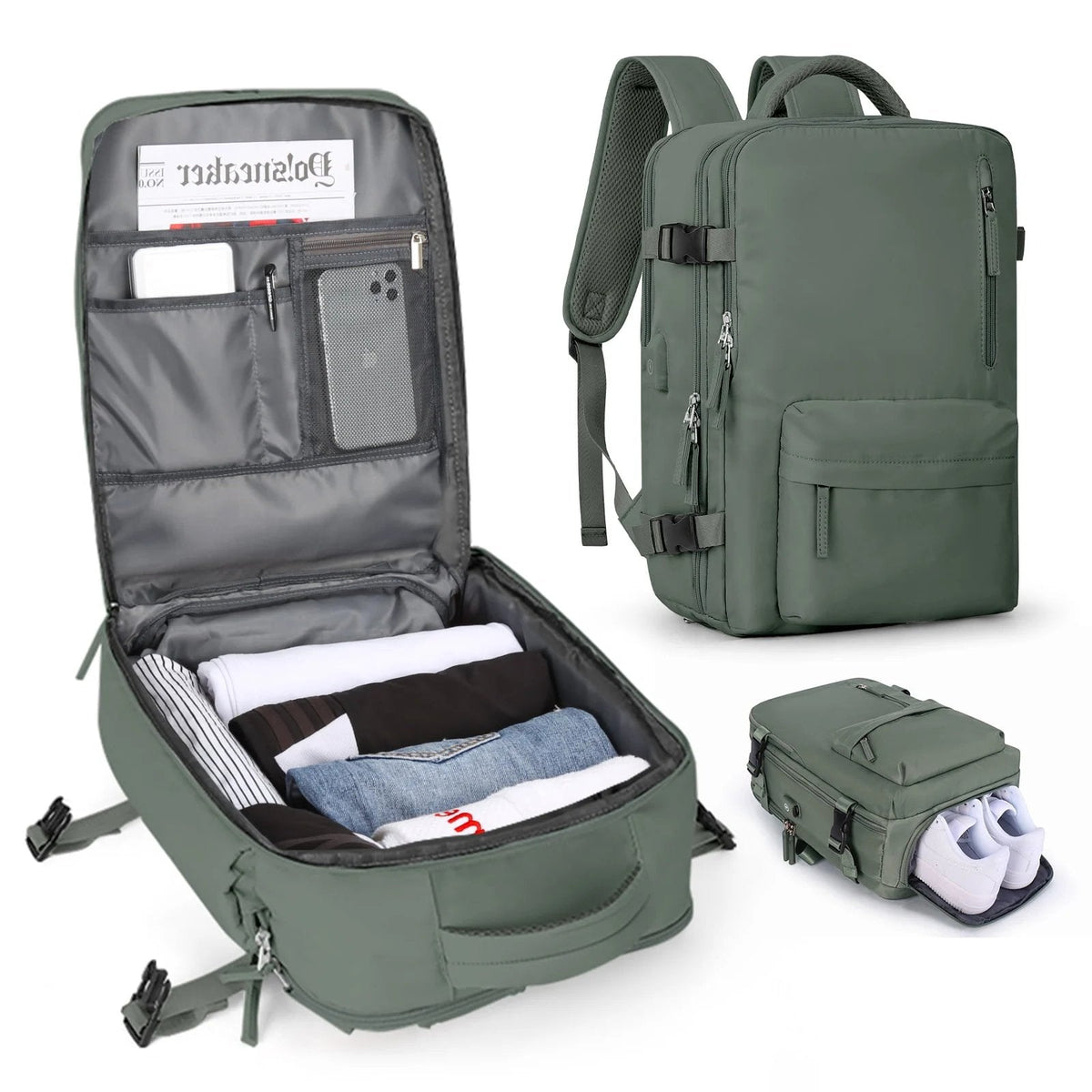 Travel Backpack for Women, Laptop Backpack with USB Port, Durable Backpack for Work with Shoe Compartment