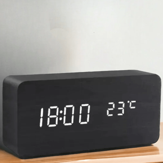 WoodSense | LED Wooden Clock with Voice Control & Adjustable Brightness | Elegant Time Display for Any Room