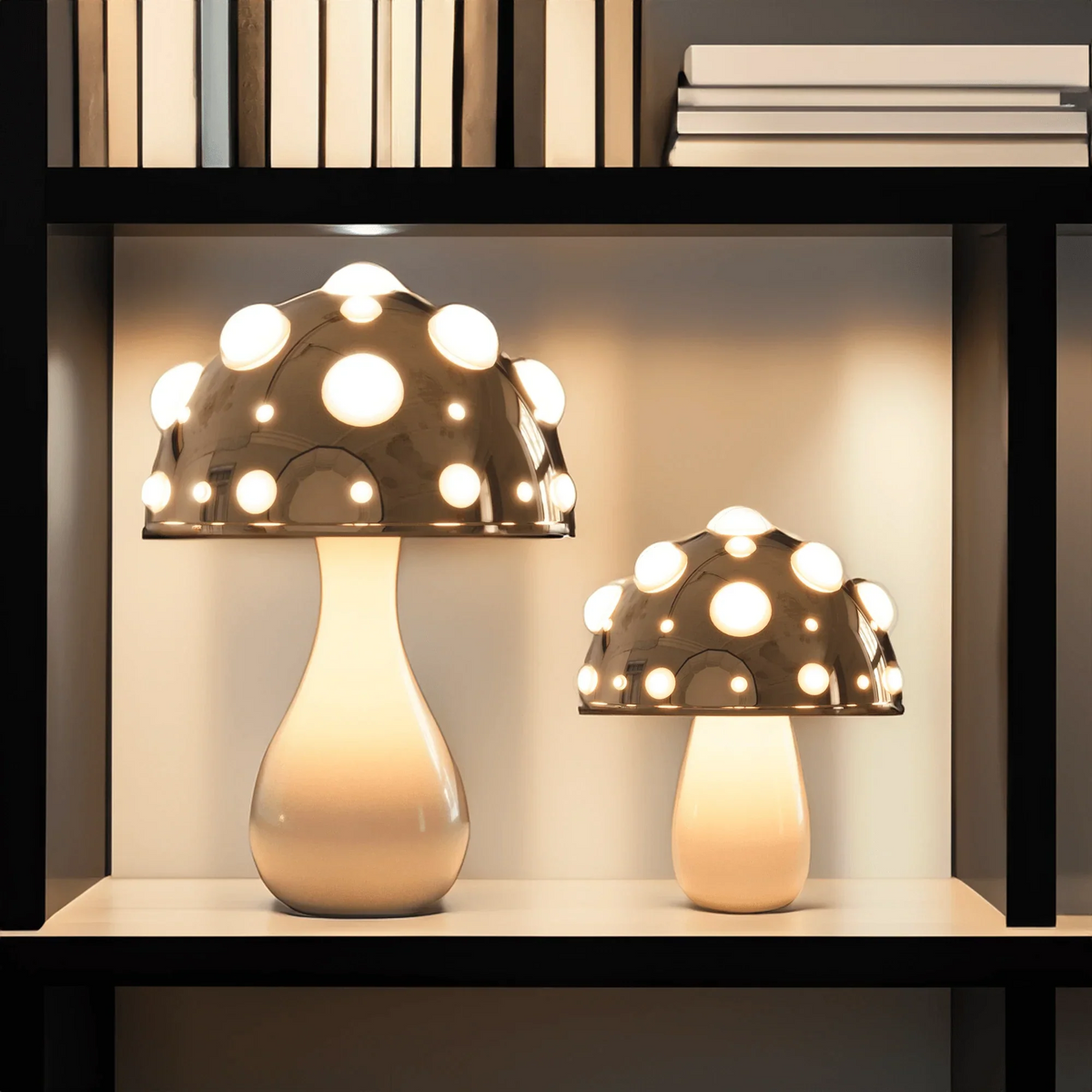 Rechargeable LED Desk Lamp with 3 Brightness Modes, Gold Aluminum Mushroom Night Light for Bedroom, Office & Living Room