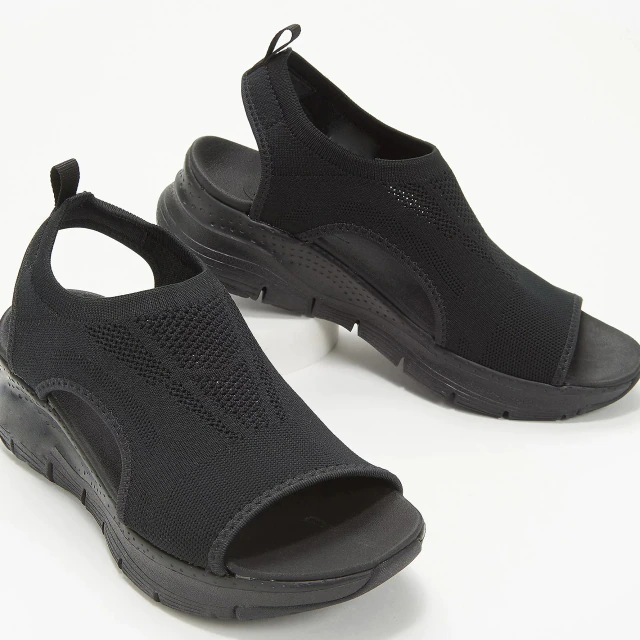 Women's Orthopedic Mesh Sandals with Arch Support – Breathable Slip-On Platform Wedge for Plantar Fasciitis Relief & All-Day Comfort