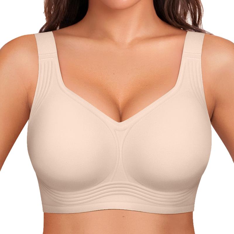 Wireless Push-Up Comfort Bra with Silicone Support Bands for All-Day Lift and Shape