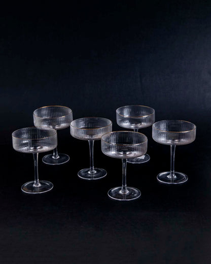 Textured Stemmed Dessert Coupe 4.3 Inches Tall Clear Glass Multi-Purpose Serving Cup for Appetizers Ice Cream Mousse Cocktails Martinis Ente