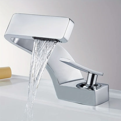 Single-Hole Waterfall Sink Faucet – 304 Stainless Steel Basin Mixer Tap for Modern Bathroom Vanities & Vessel Sinks