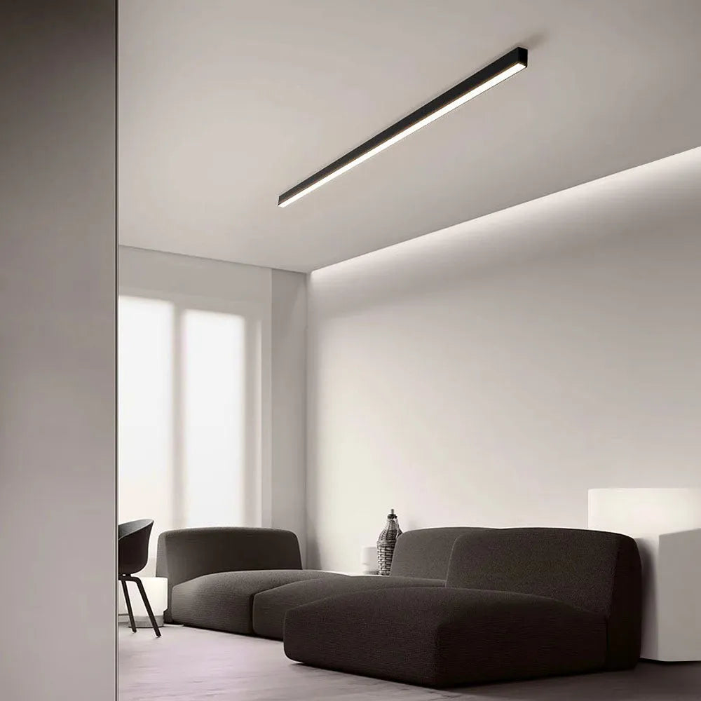 Linear LED Flush Mount Ceiling Light 47-inch Black Fixture for Bedroom Living Room Hallway Contemporary Minimalist Home Lighting