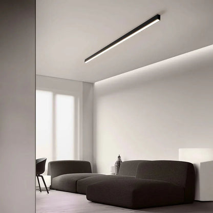 Linear LED Flush Mount Ceiling Light 47-inch Black Fixture for Bedroom Living Room Hallway Contemporary Minimalist Home Lighting