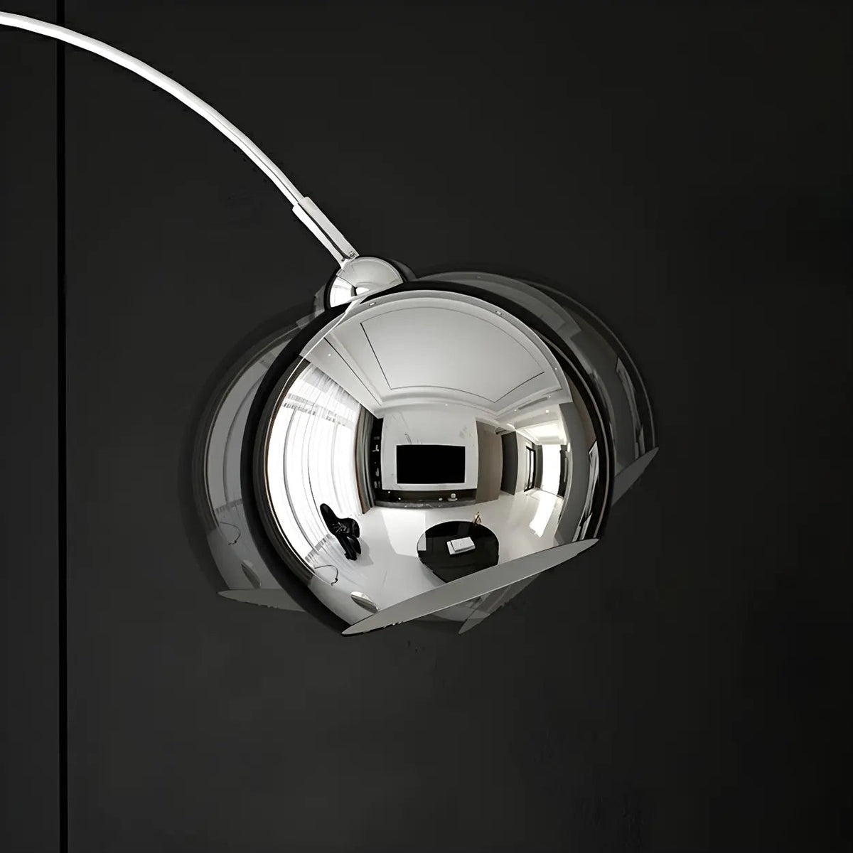 Overarching Chrome Floor Lamp with Dome Shade 71 in E27 Socket Foot Switch