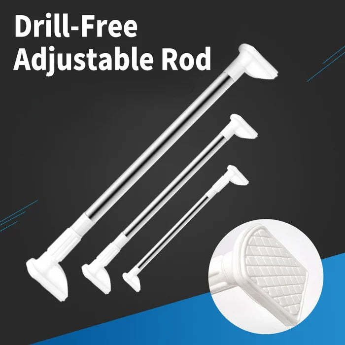 Adjustable Tension Rod Stainless Steel No-Drill 28-47 Inch Expandable Spring-Loaded Shower Curtain Closet Pole