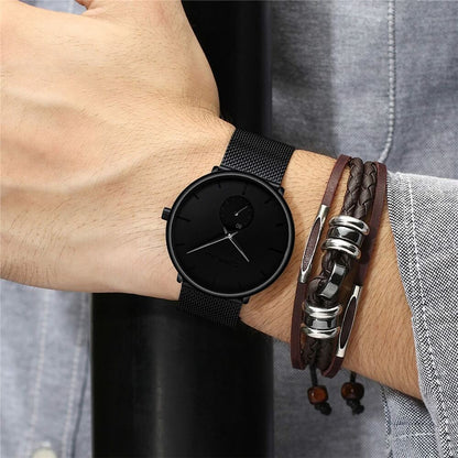 Men's Minimalist Quartz Wristwatch with Hardlex Crystal & Water Resistance for Business Casual Everyday Wear