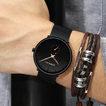 Men's Minimalist Quartz Wristwatch with Hardlex Crystal & Water Resistance for Business Casual Everyday Wear