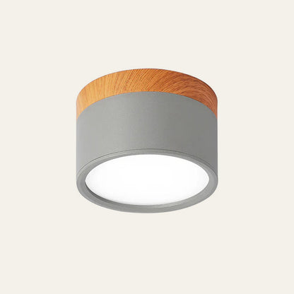 Round LED Flush Mount Light Fixture Wood Accent Aluminum 5W 7W for Entryway Bedroom Kitchen Hallway Ceiling Lamp Modern Minimalist Scandinav