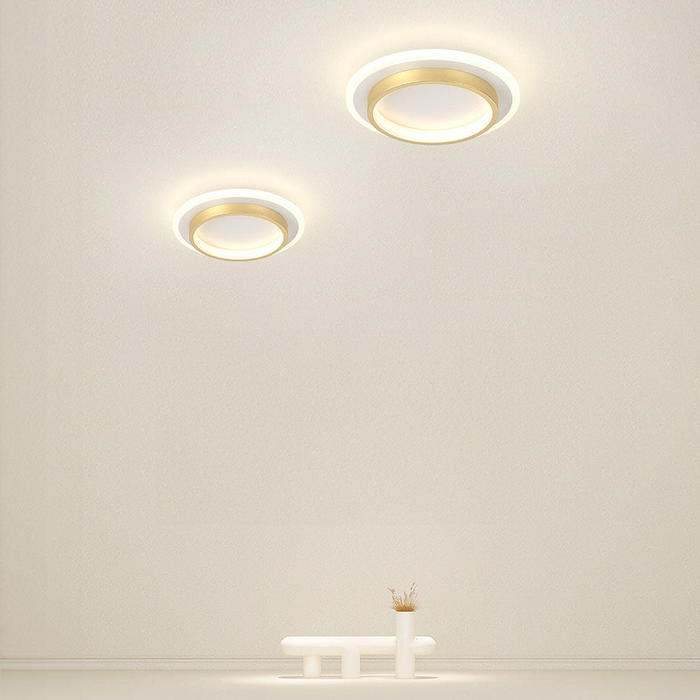 9.4 in Round LED Flush Mount Light with Ring Glow Effect for Hallways Bedrooms Entryways Modern Low-Profile Fixture Aluminum Acrylic