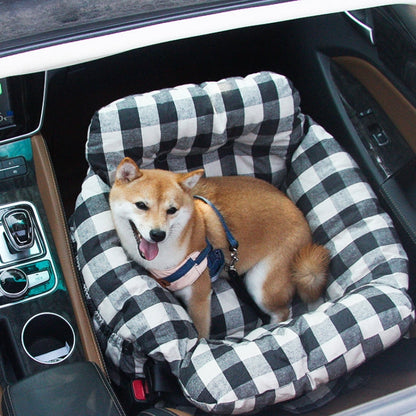 Dog Car Seat Booster Bed for Large Pets – Portable Travel Carrier with Shoulder Strap, Washable Cotton Cushion for SUV Truck Sedan – Safe
