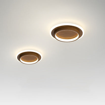 9.4 in Round LED Flush Mount Light with Ring Glow Effect for Hallways Bedrooms Entryways Modern Low-Profile Fixture Aluminum Acrylic