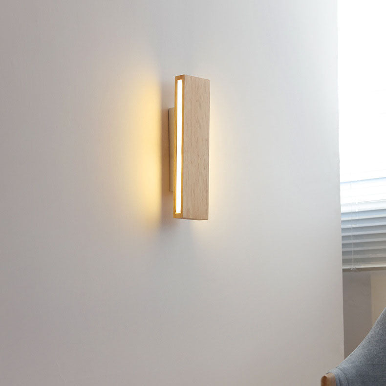Rotating LED Wall Sconce with Wood Accent – Adjustable Minimalist Light for Bedroom & Living Room
