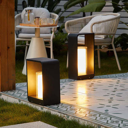Outdoor Column Path Light – LED Weatherproof Garden Lamp with Rectangular Frame for Patio, Walkway & Landscaping