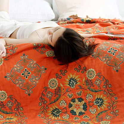 Reversible Cotton Quilt Lightweight Floral Bedspread for All Seasons Queen King Full Size Breathable Coverlet