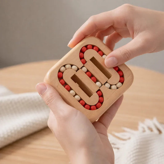 Wooden Ball-Sliding Puzzle Desktop Fidget Game for Focus and Relaxation 5.1 Inch Travel-Friendly Portable Brain Teaser Quiet Handheld Stress