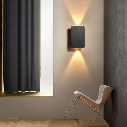 Rectangular Metal Wall Sconce with Warm LED Light for Bedroom & Living Room | Modern Hardwired Fixture in Gold, Black, White, Gray & Brown