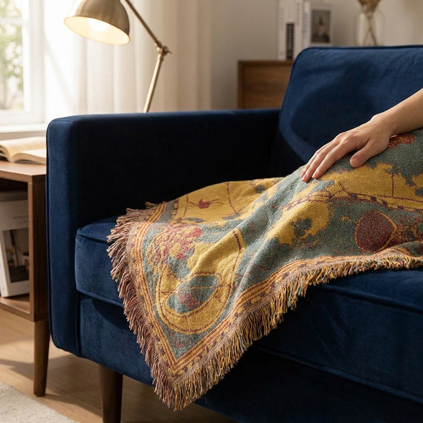 WANDERSCAPE – Vintage Map Blanket for Cozy Everyday Living