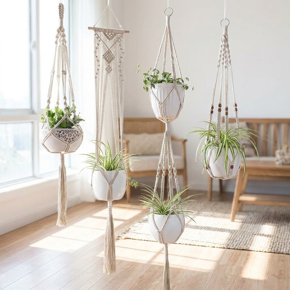 HANGBELLE – Hanging Basket Set of 4 for Charming Interior Decor