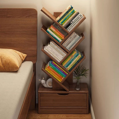 Multi-Tier Wooden Storage Rack 39 in Walnut Finish Open Shelving for Home Office Study Living Room Decorative Display
