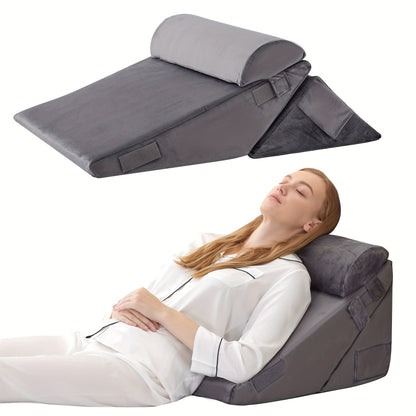 7-in-1 Adjustable Memory Foam Wedge Pillow System for Back Pain, Acid Reflux & Post-Surgery Support