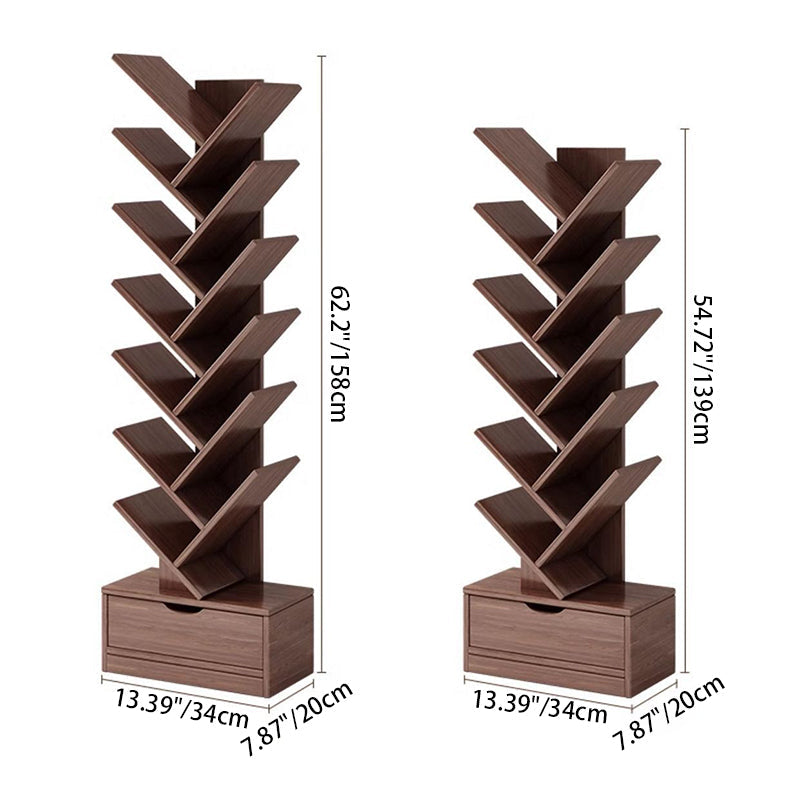 Multi-Tier Wooden Storage Rack 39 in Walnut Finish Open Shelving for Home Office Study Living Room Decorative Display