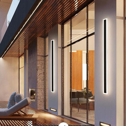 Waterproof Linear LED Outdoor Wall Light Modern Metal Weatherproof Sconce for Garden Patio Entryway Hallway Exterior Porch Walkway IP65