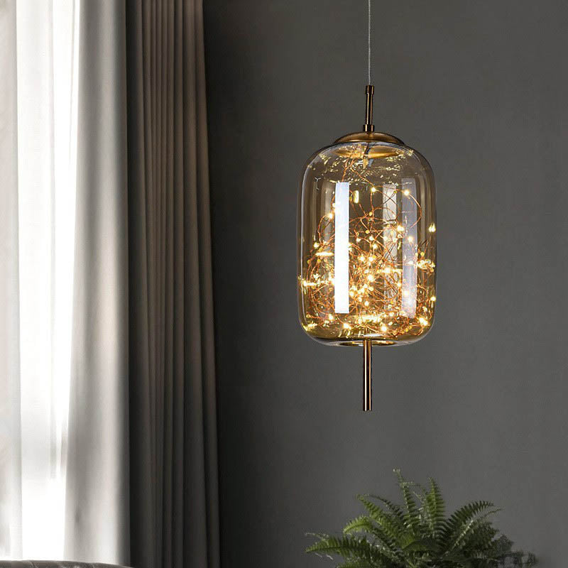 Glass Pendant Light with Adjustable Cord – Modern Minimalist Hanging Ceiling Fixture for Living Room, Bedroom & Dining | LED Ambient