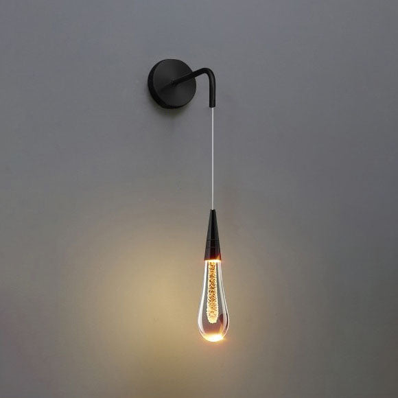 Glass Teardrop LED Wall Sconce with On/Off Switch | Modern Plug-In Wall Light for Bedroom, Living Room, Hallway | Warm, Neutral & Cool