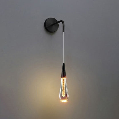 Glass Teardrop LED Wall Sconce with On/Off Switch | Modern Plug-In Wall Light for Bedroom, Living Room, Hallway | Warm, Neutral & Cool