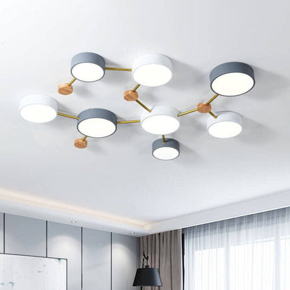 Contemporary Ceiling Light with Natural Wood Accents & Integrated LED | Geometric Multi-Bar Design for Living Rooms, Bedrooms, Hallways